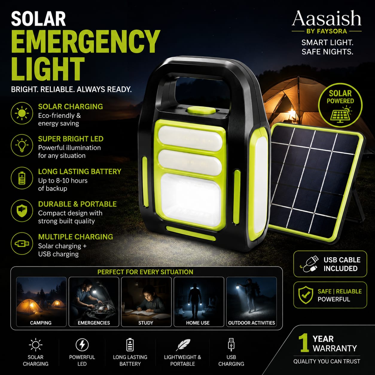 Mini Solar Emergency Light-Solar Rechargeable LED Emergency Light