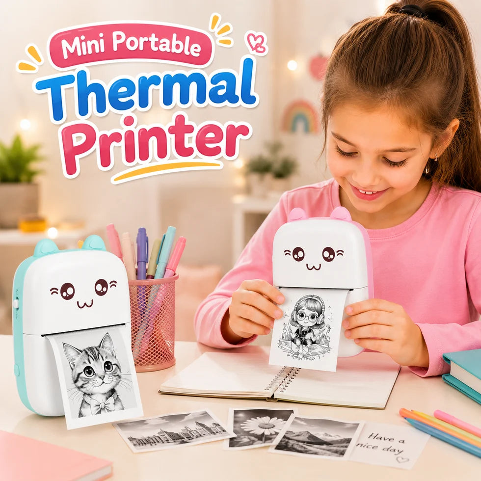 Rechargeable Mini Thermal Printer, Portable Wireless Pocket Printer for Students