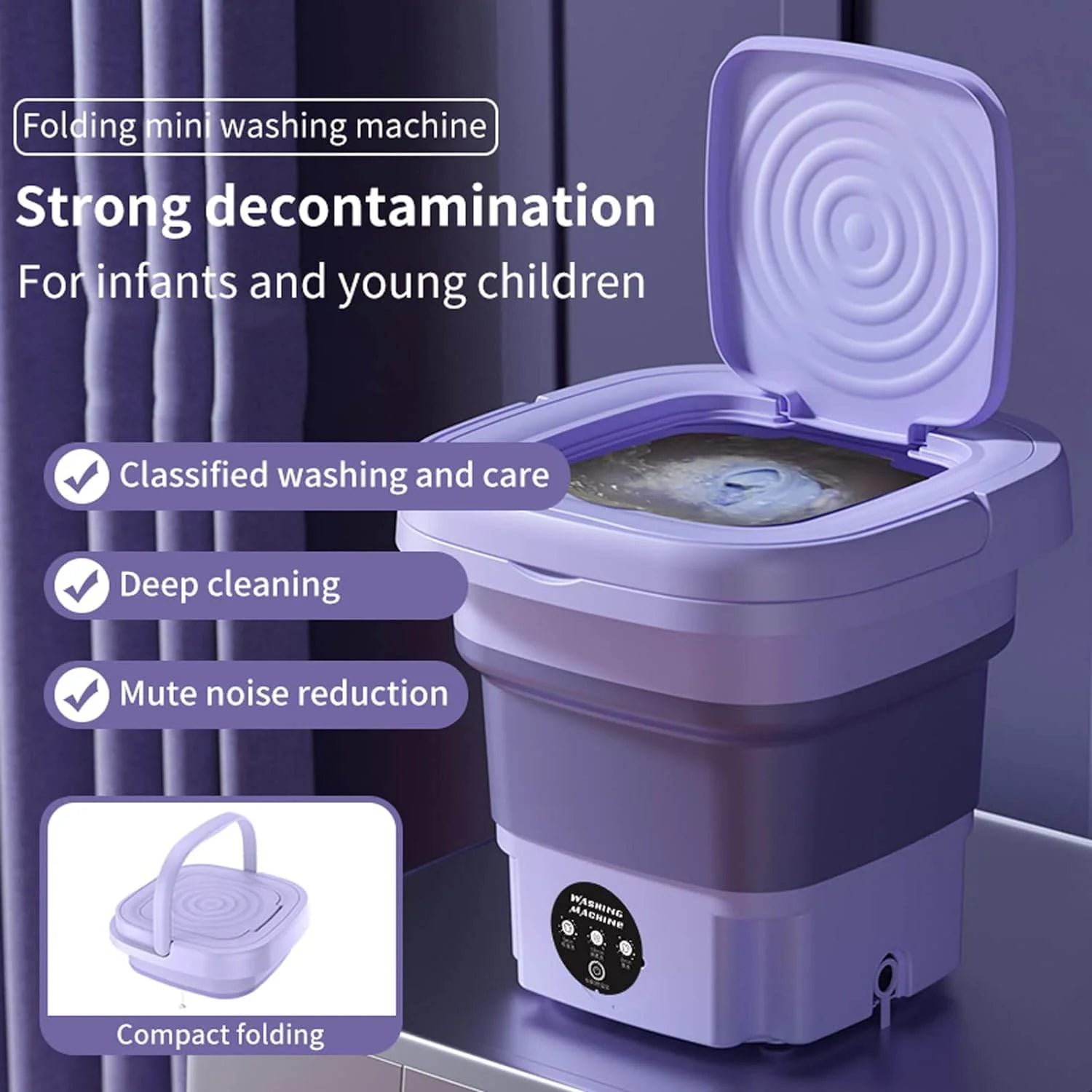Mini Washing Machine – Foldable Portable Electric Laundry Washer for Clothes